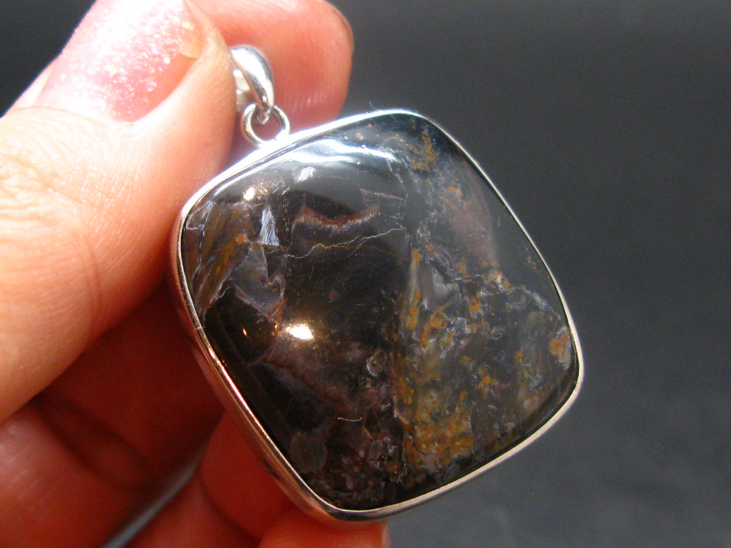 Natural Pietersite Polished Silver Pendant from Namibia - 1.4" - 8.91 Grams