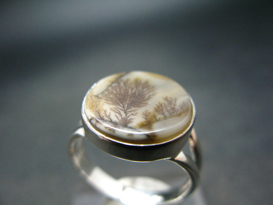 Moss Agate Silver Ring From Russia - 4.3 Grams - Size 10
