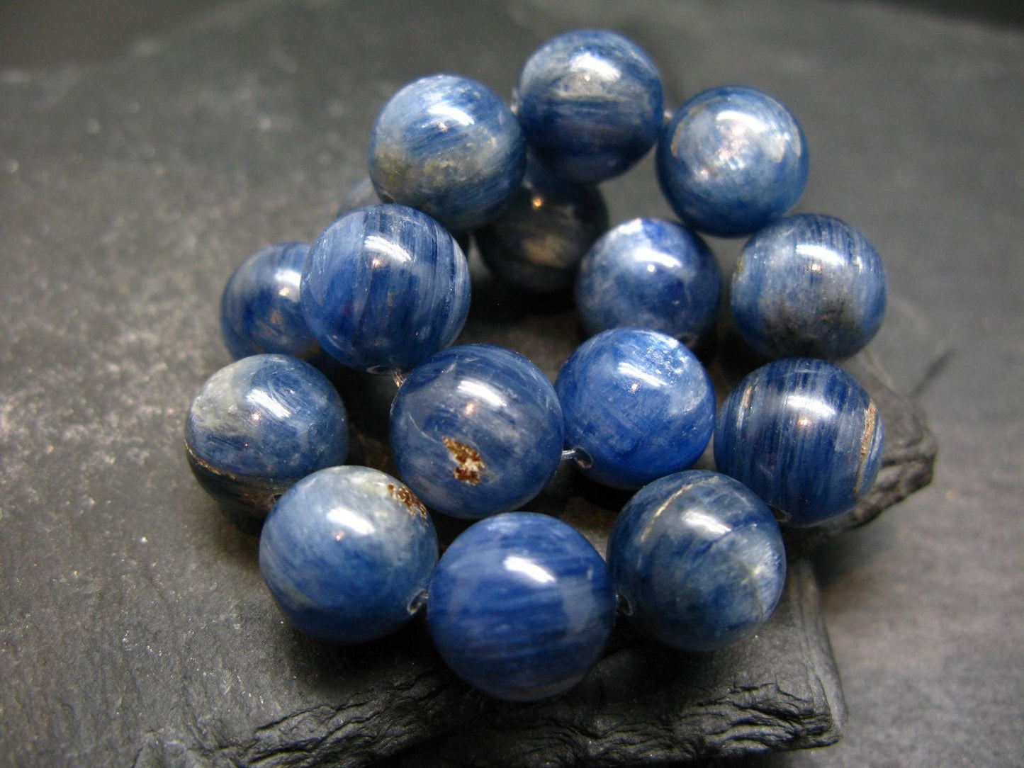 Blue Kyanite Genuine Bracelet ~ 7 Inches ~ 12mm Round Beads