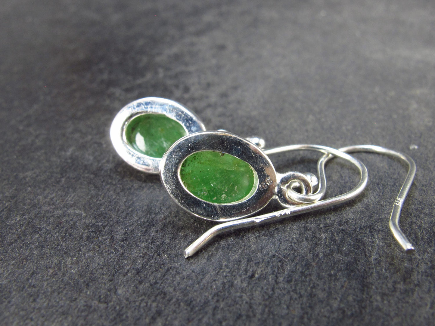 Tsavorite Gem Green Garnet Sterling Silver Earrings from Tanzania - 3.10 Grams