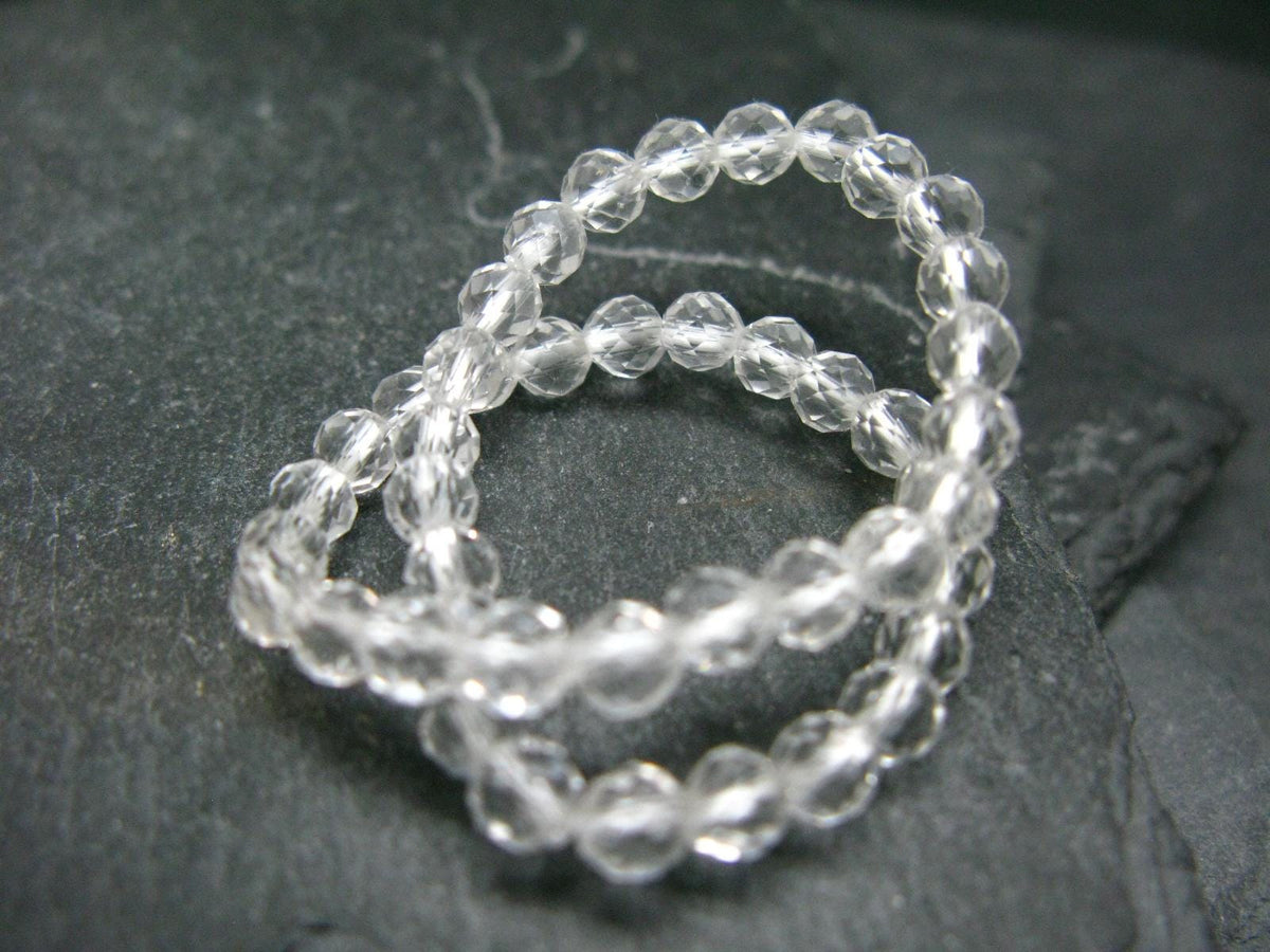 Clear Quartz Genuine Bracelet ~ 7 Inches ~ 4mm Facetted Beads