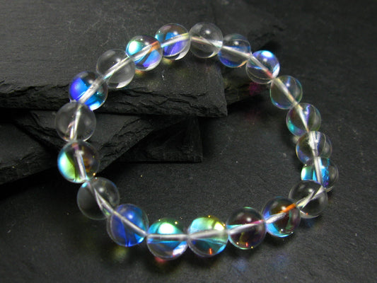 Angel Aura Quartz Genuine Bracelet ~ 7 Inches ~ 10mm Round Beads