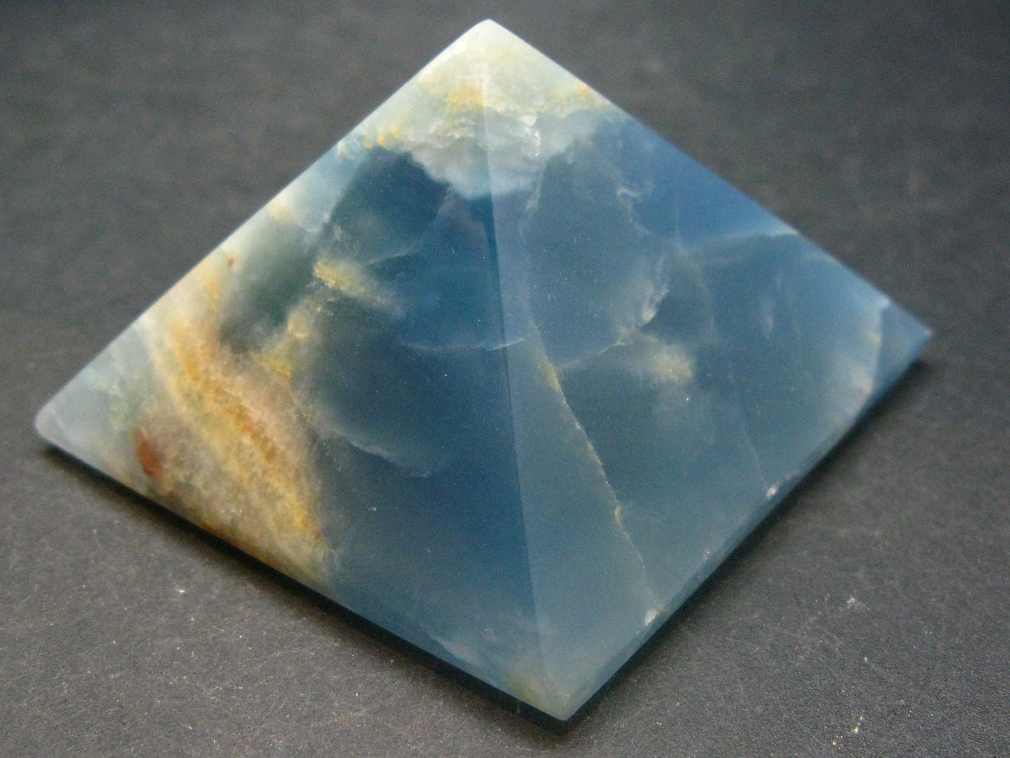 Lemurian Aquatine Blue Calcite Pyramid - 2.3" - 140.54 Grams