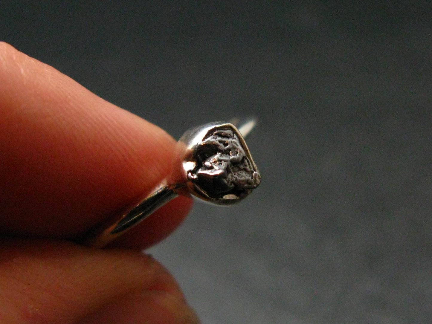 Meteorite Campo Del Cielo Sterling Silver Ring From Argentina - 1.97 Grams - Size 7