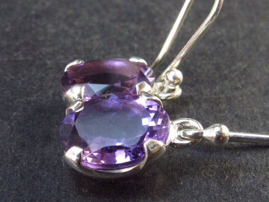 Orchid St. Valentine Gem!! Facetted Natural Amethyst 925 Sterling Silver Drop Earrings - 1.1" - 3.8 Grams