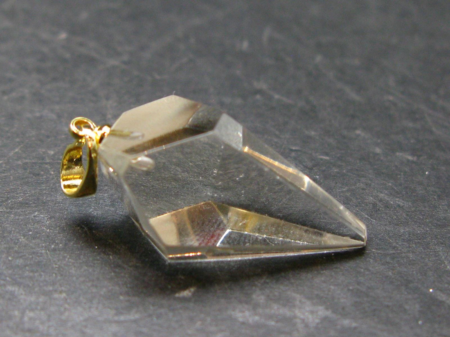 Natural Unheated Citrine Sterling Silver Gold Plated Pendant from Zambia - 1.3" - 4.33 Grams