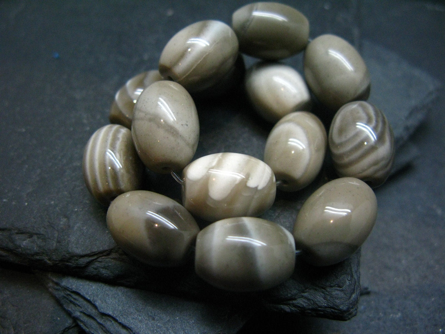 Flint Genuine Bracelet ~ 7 Inches ~ 15mm Tube Beads