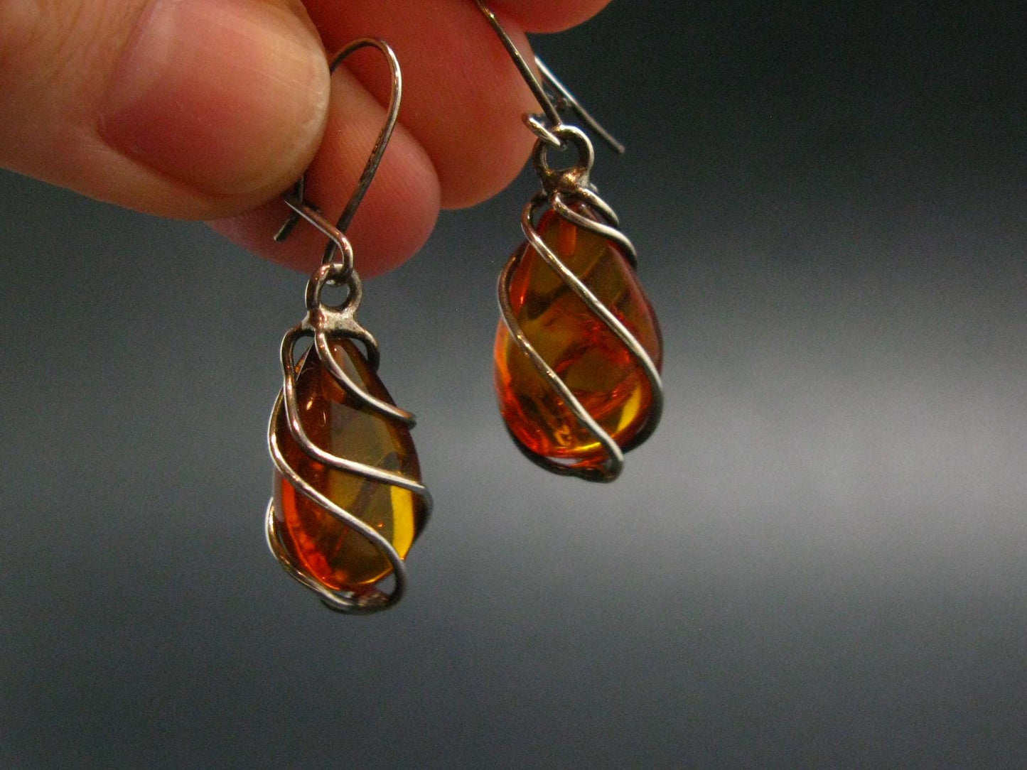 Baltic Amber Dangle 925 Silver Earrings - 3.20 Grams