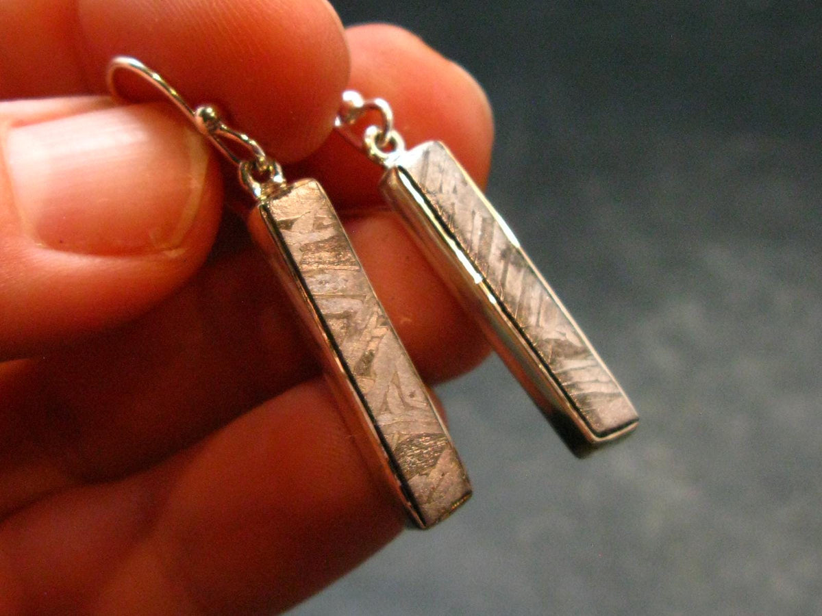Muonionalusta Meteorite Earrings In Silver From Sweden - 1.5" - 4.03 Grams