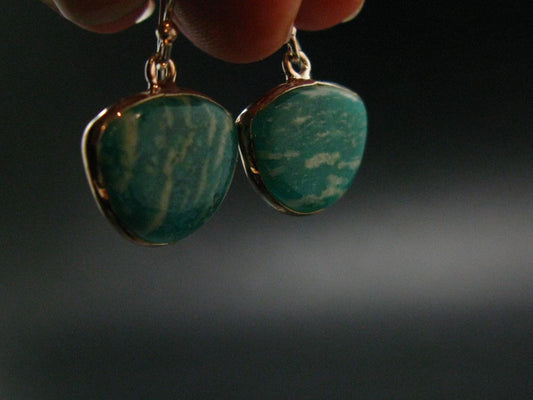Amazonite Silver Earrings from Russia - 4.59 Grams