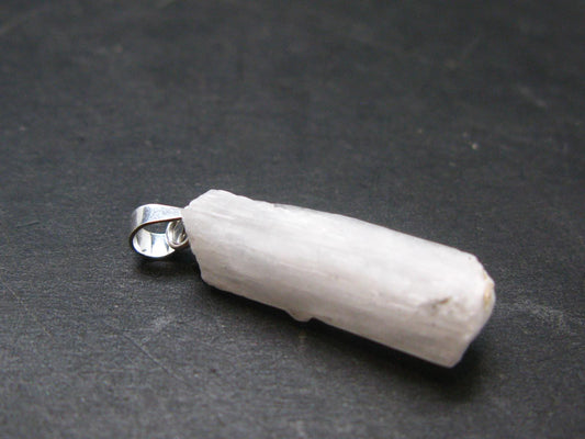 Rare Clear Natrolite Crystal Silver Pendant From Tanzania - 1.1" - 1.56 Grams
