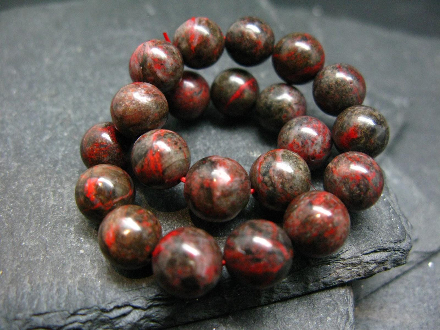 Cinnabar Genuine Bracelet ~ 7 Inches ~ 10mm Round Beads