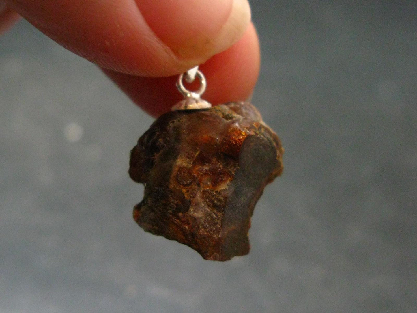 Fire Agate Silver Pendant From Mexico - 0.9" - 2.15 Grams