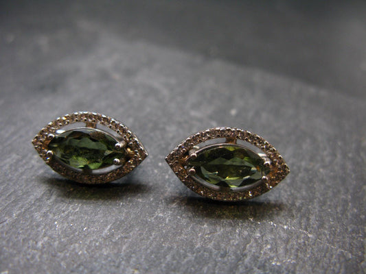 Moldavite Tektite Silver Earrings from Czech Republic - 4.86 Grams