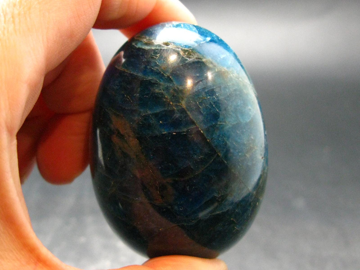 Large Neon Blue Apatite Egg from Madagascar - 188.64 Grams - 2.3"