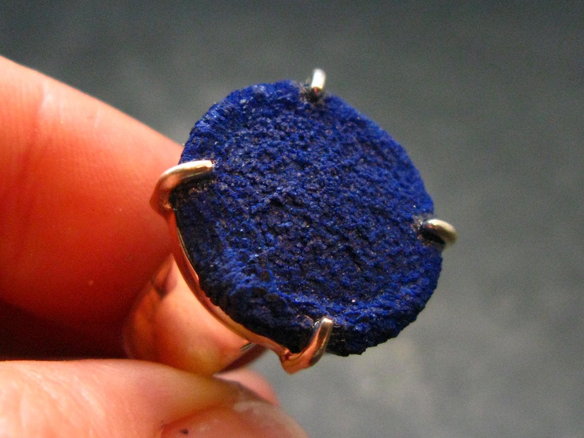 Royal Blue Rough Azurite Sterling Silver Ring From Russia - Size 8.25
