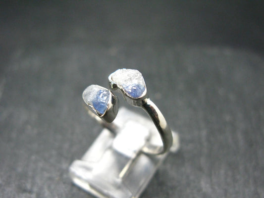 Benitoite Silver Ring From California - Size Adjustable - 2.26 Grams