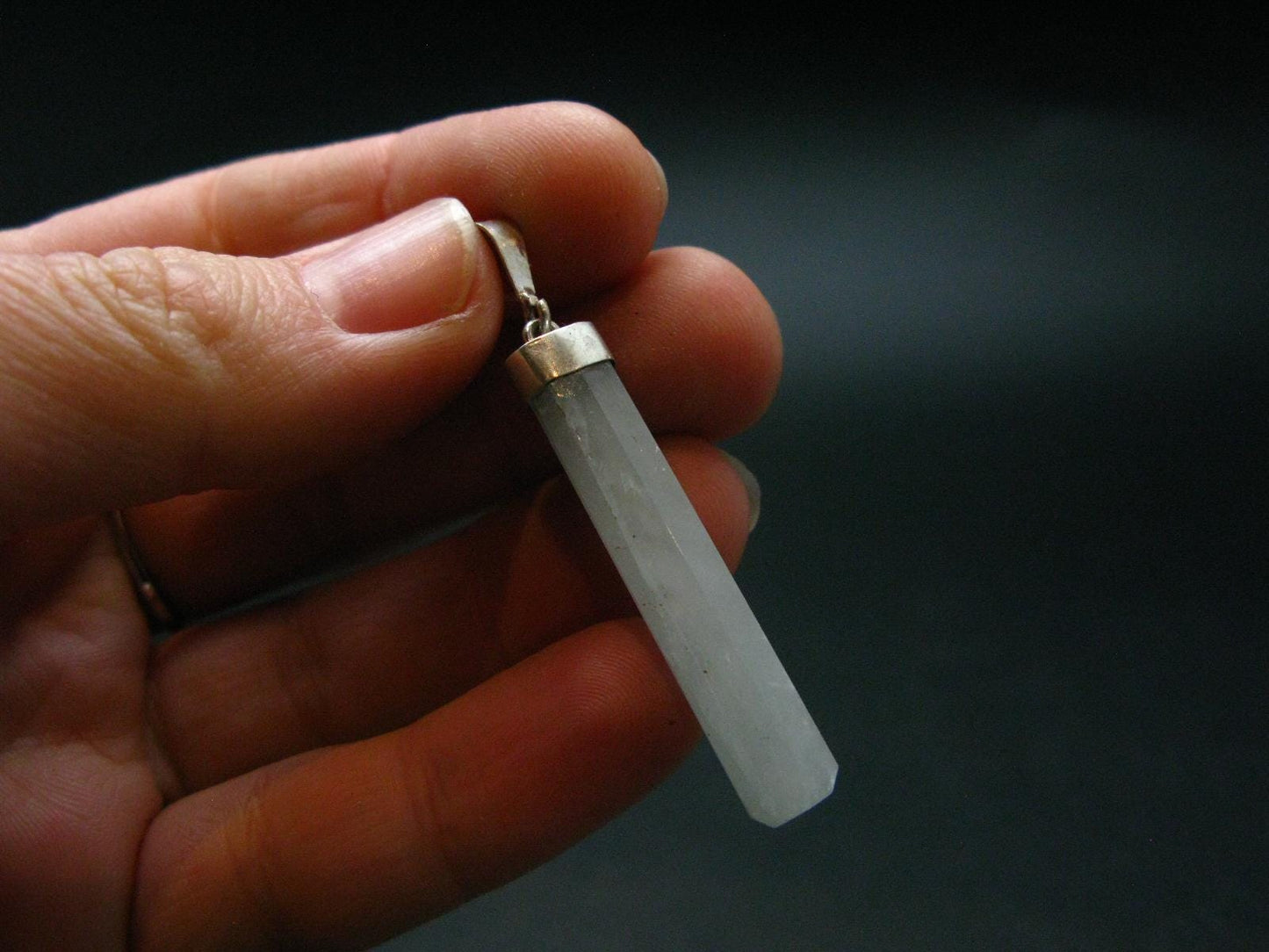 Fantastic Gemmy Aquamarine Crystal Silver Pendant From Brazil - 4.8" - 3.50 Grams