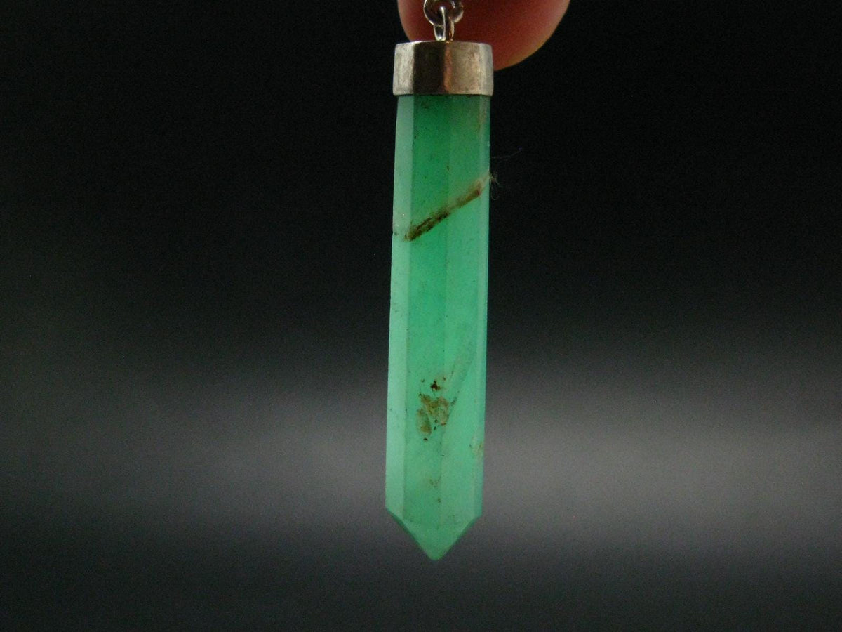 Chrysoprase Silver Pendant From Australia - 2.2" - 6.42 Grams