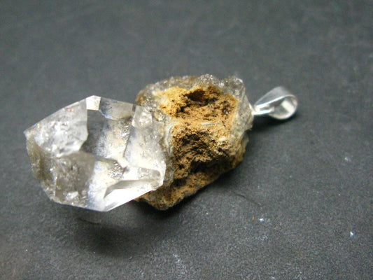 Herkimer Diamond Silver Pendant - 1.2" - 2.48 Grams