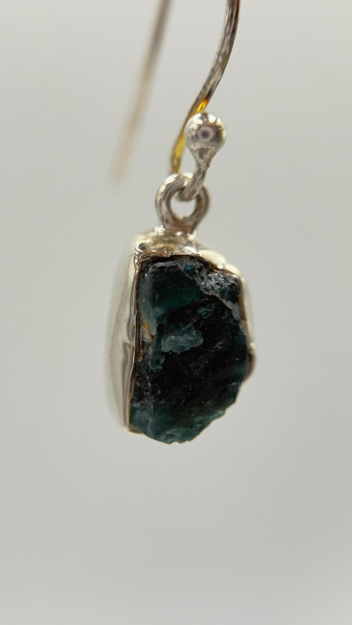 Grandidierite Earrings Blue Green Gemstone Dangle Earrings Raw Stone Silver Jewelry Gift