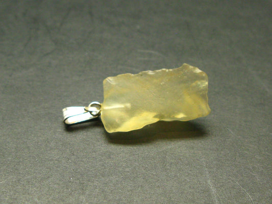 Gem Libyan Desert Glass Tektite Pendant Sterling Silver from Libya - 1.2" - 2.03 Grams