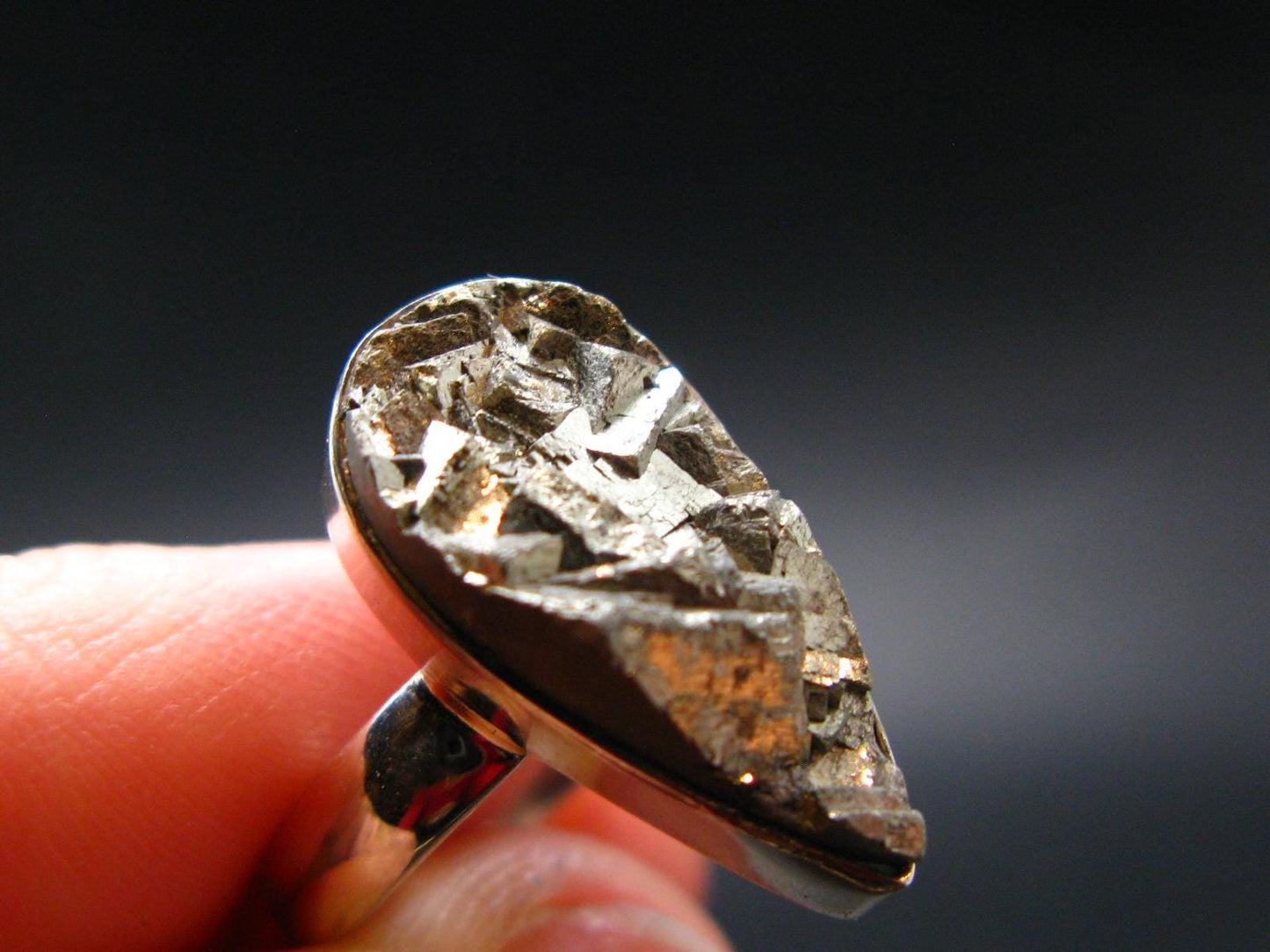 Large Raw Pyrite Silver Ring From Peru - 5.64 Grams - Size 8