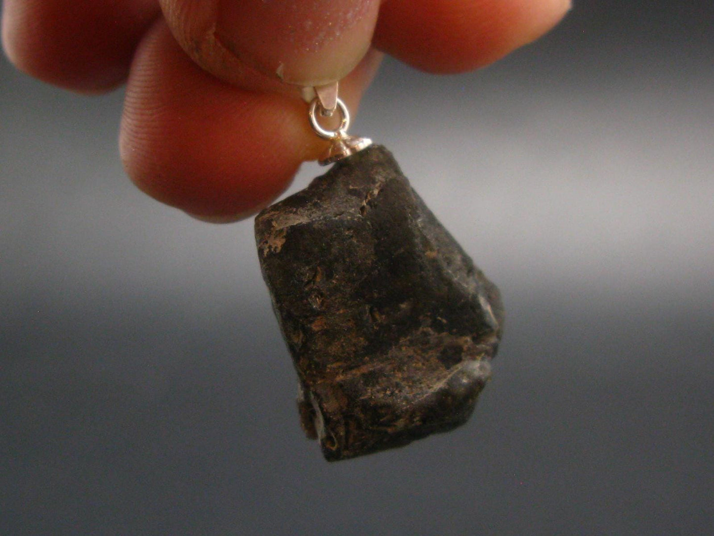 Meteor Splash Glass!! Fabulous Asymmetrical Rare Darwin Glass Tektite Pleistocene Silver Pendant From Australia - 0.9" - 2.20 Grams