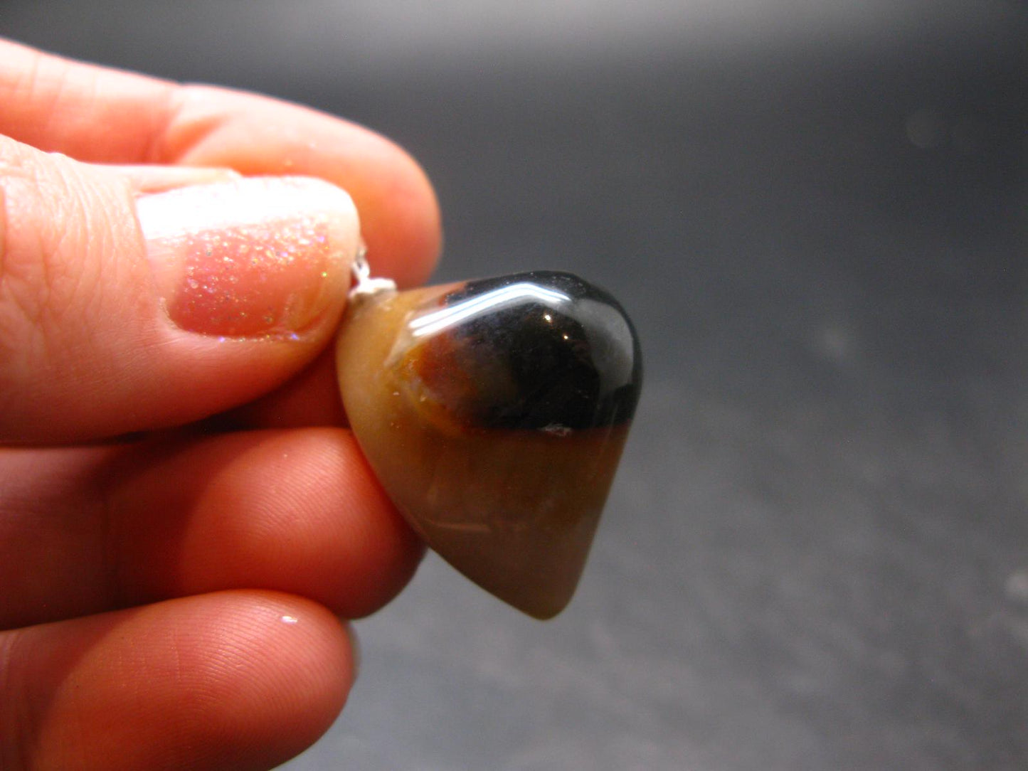 Agate Shiva Eye Silver Pendant from India - 1.2" - 8.55 Grams