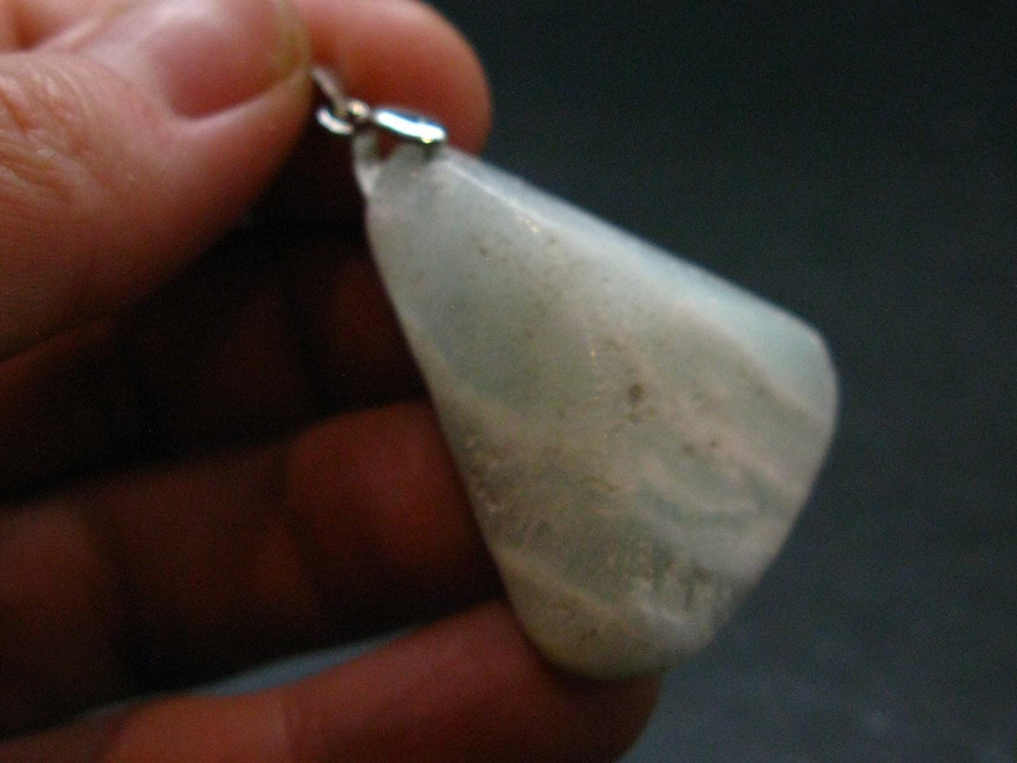 Blue Hemimorphite Silver Pendant From China - 1.8"