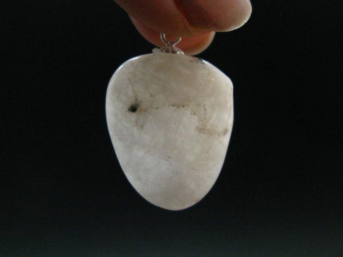 Very Rare White Cryolite 925 Silver Pendant from Greenland - 1.2" - 6.74 Grams