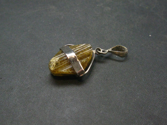 Nice Rare Terminated Epidote Crystal Silver Pendant From Peru - 1.3" - 3.30 Grams