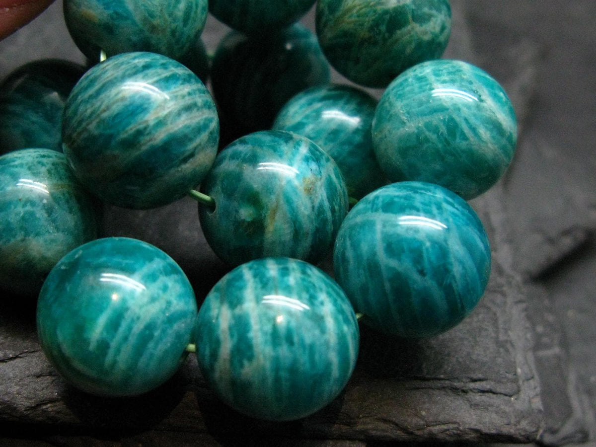 Russian Amazonite Genuine Bracelet ~ 7 Inches ~ 14mm Round Beads