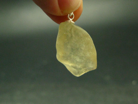 Gem Libyan Desert Glass Tektite Pendant Sterling Silver from Libya - 1.2" - 2.03 Grams