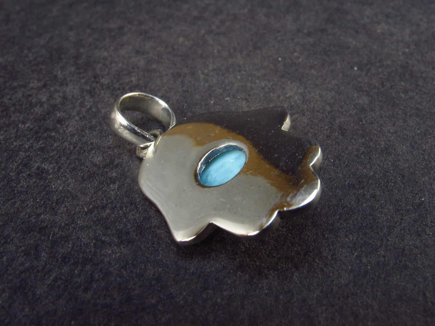 Summer’s Sea!! Rare Polished Cabochon Blue Larimar Pectolite Silver Pendant From Dominican Republic - 1.2" - 2.90 Grams