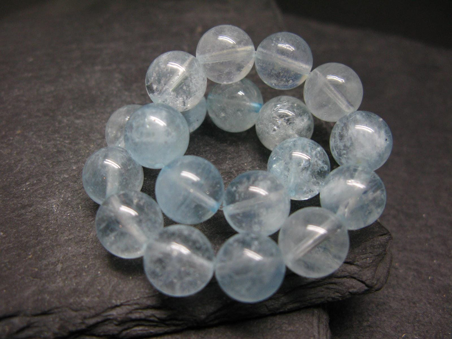 Aquamarine Genuine Bracelet ~ 7 Inches ~ 10mm Round Beads