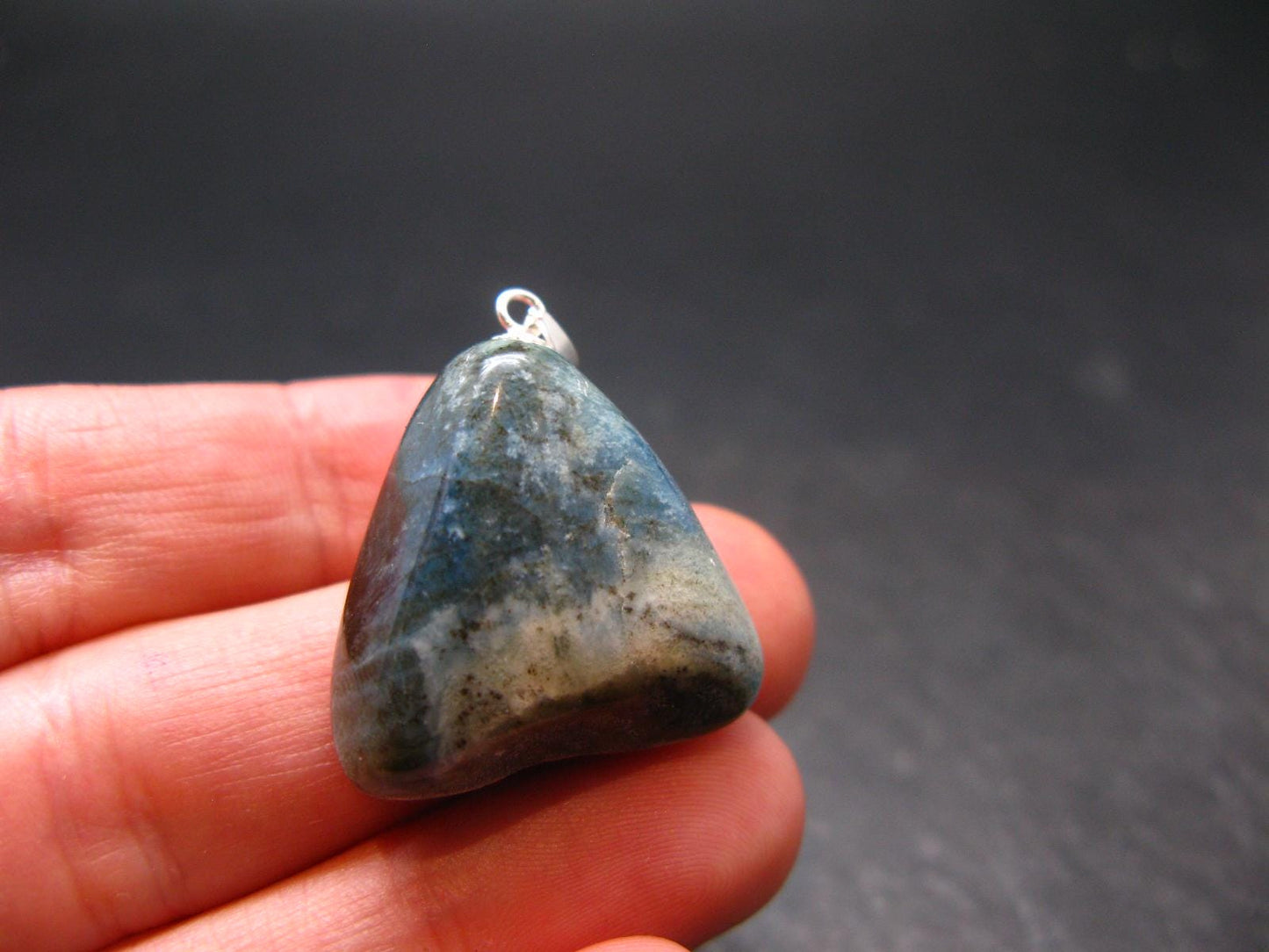 Very Rare Dianite (Blue Jade) Silver Pendant From Russia - 1.1"