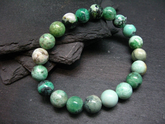 Variscite Genuine Untreated Bracelet ~ 7 Inches ~ 10mm Round Beads
