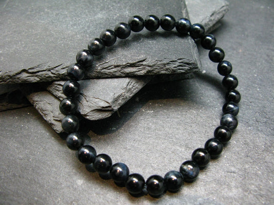 Hawks Eye Genuine Bracelet ~ 7 Inches ~ 6mm Round Beads