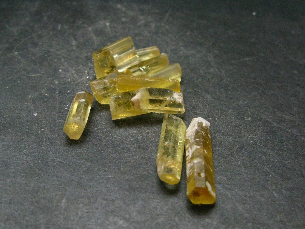 Lot of 10 Gem Heliodor Golden Beryl Crystals From Tajikistan - 10.88 Grams