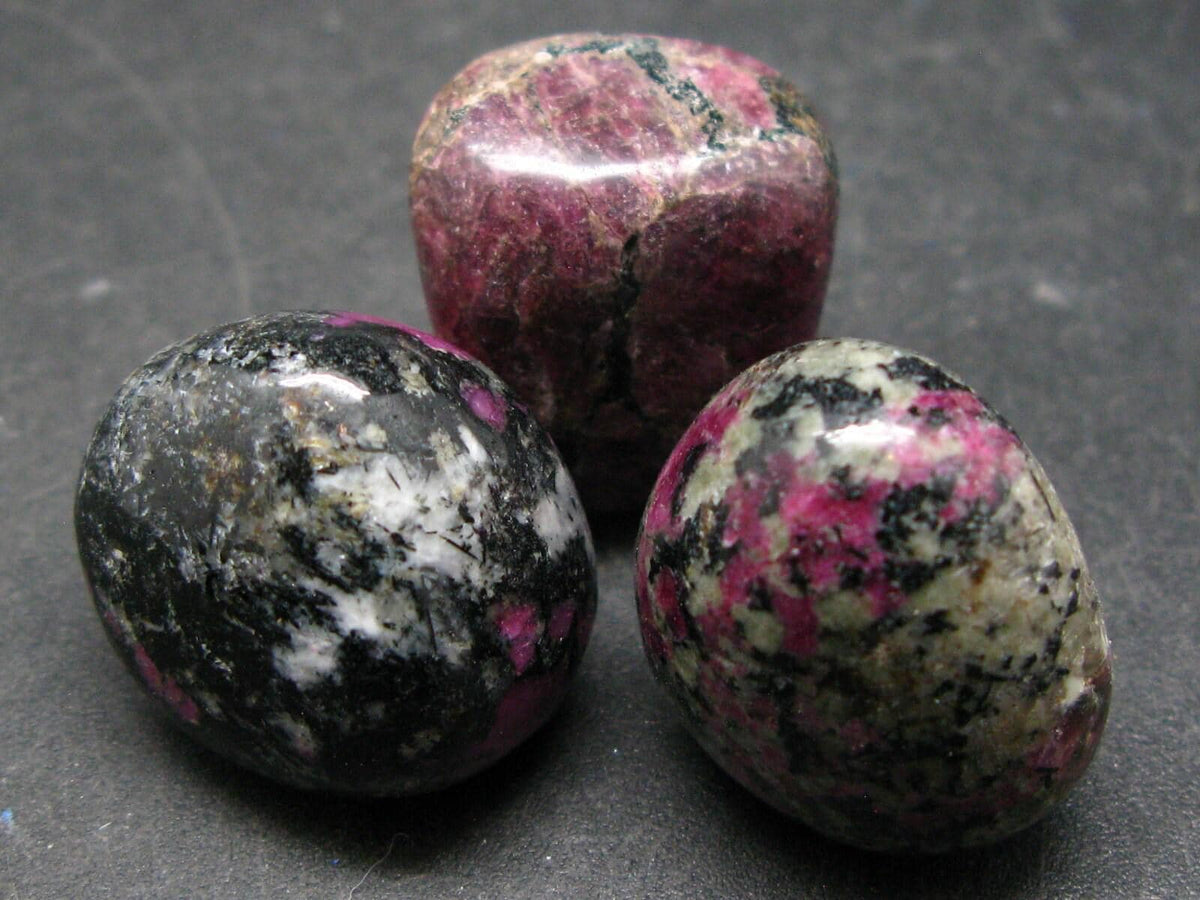 Nice Lot of 3 Red Eudialyte And Aegirine From Russia - 35.9 Grams