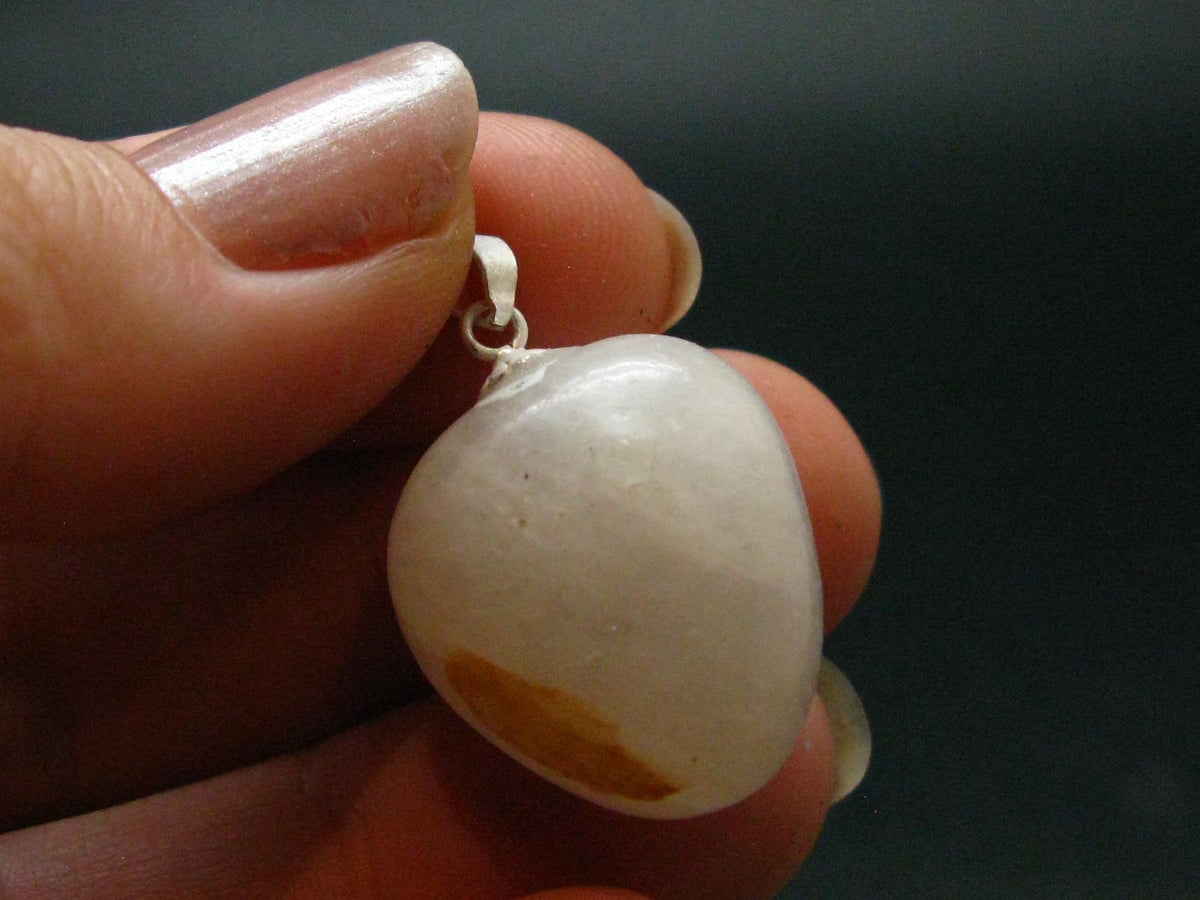 Very Rare White Cryolite 925 Silver Pendant from Greenland - 1.1" - 7.42 Grams