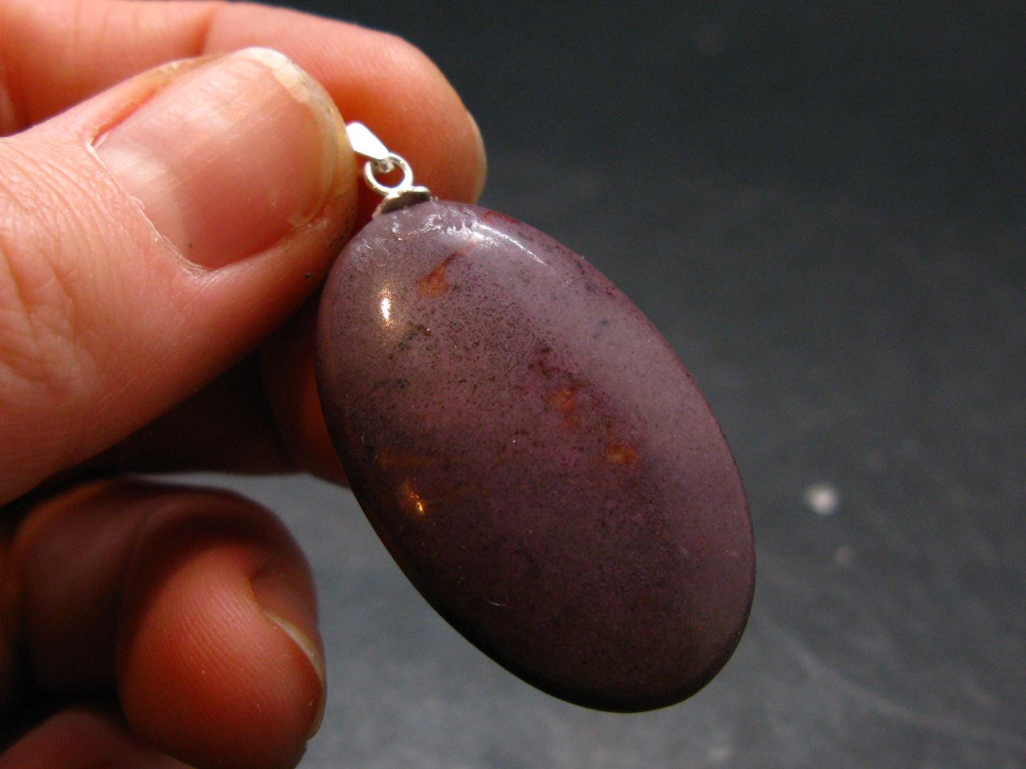 Purple Jade Silver Plated Pendant From Turkey - 1.5" - 5.29 Grams
