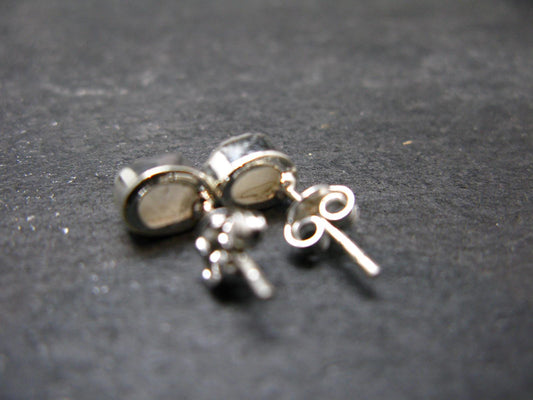 Very Rare White Cryolite 925 Silver Stud Earrings from Greenland - 0.6" - 1.42 Grams