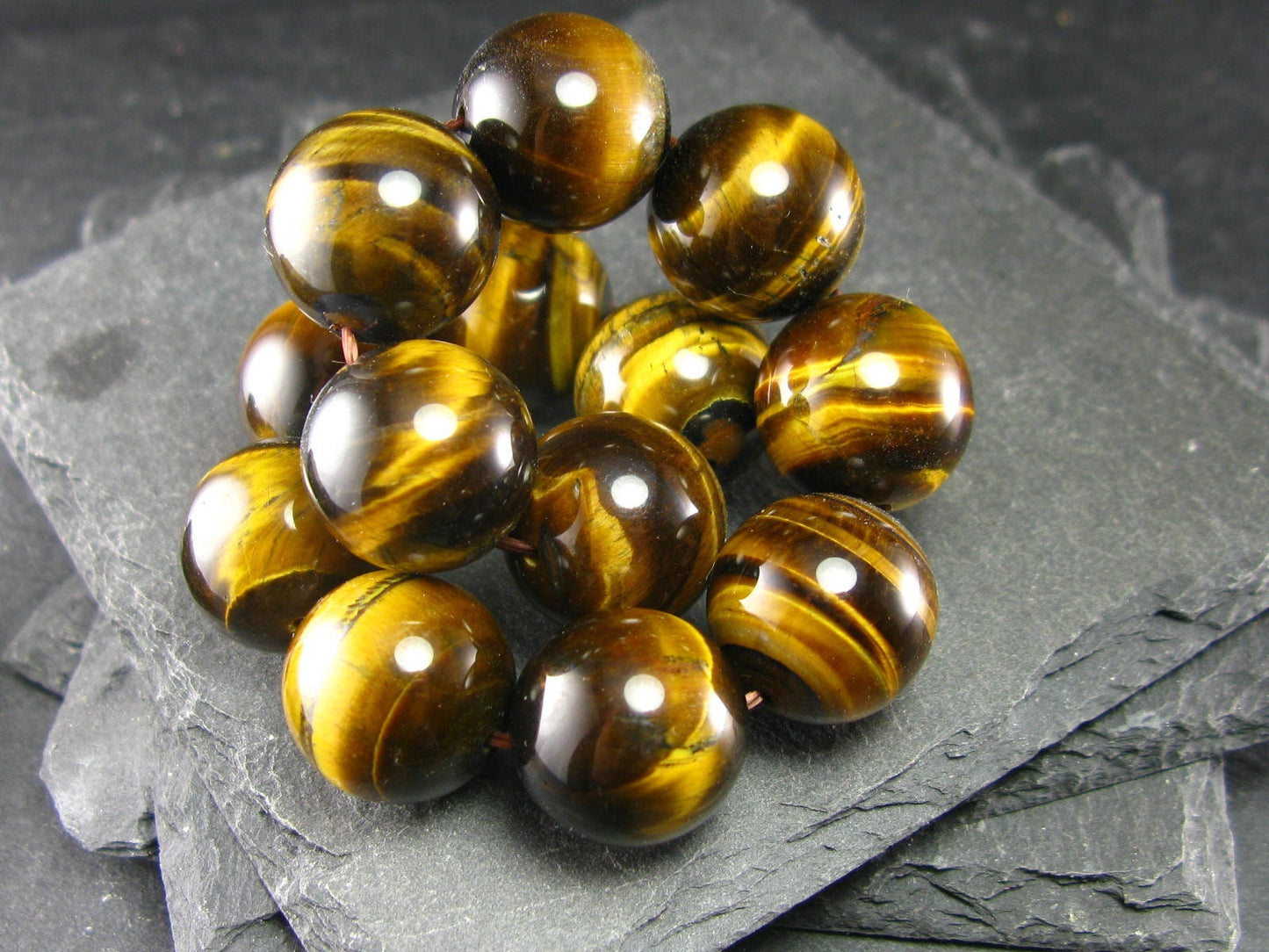 Tiger Eye Genuine Bracelet ~ 7 Inches ~ 16mm Round Beads