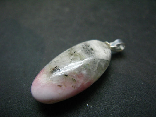Rare Pink Tugtupite Sterling Silver Pendant From Greenland - 1.3" - 4.36 Grams