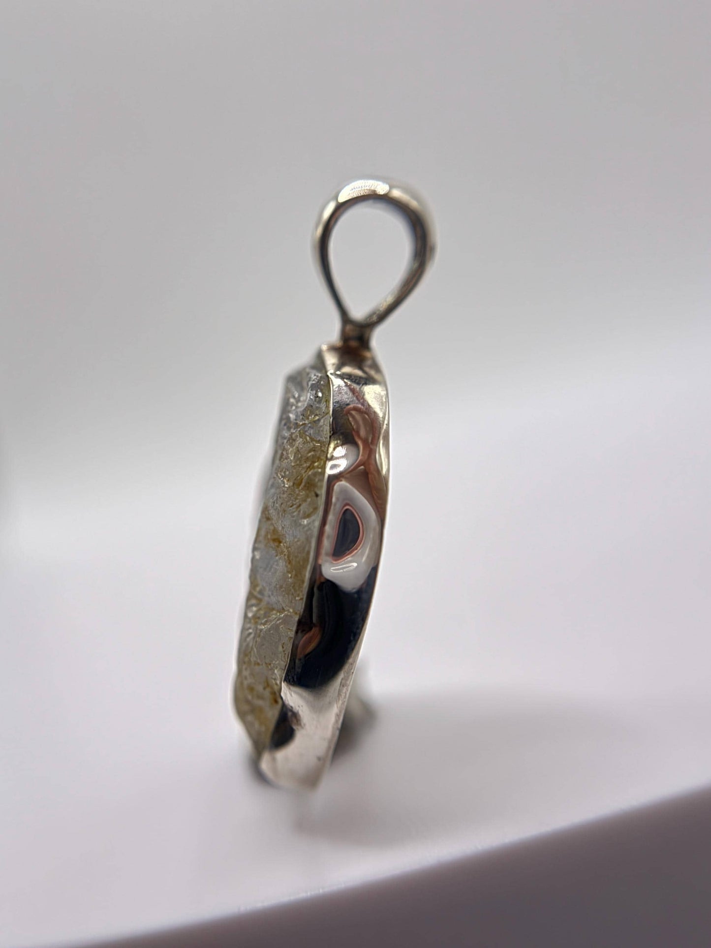 Raw Herderite Pendant – Natural Crystal in Sterling Silver Setting - 3.90g