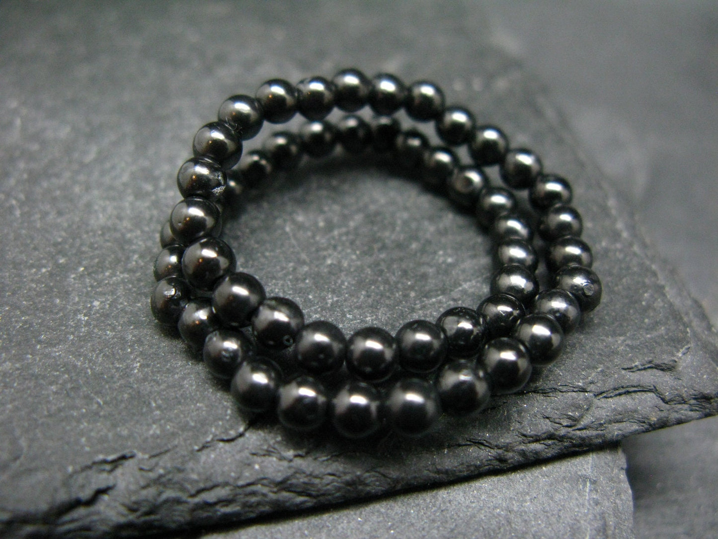 Shungite Genuine Bracelet ~ 7 Inches ~ 4mm Round Beads