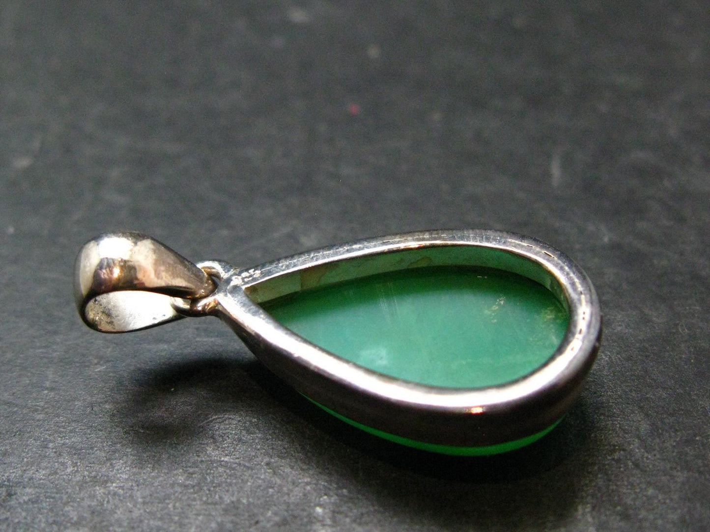 Rich Green Chrysoprase Silver Pendant From Australia - 1.3" - 5.76 Grams