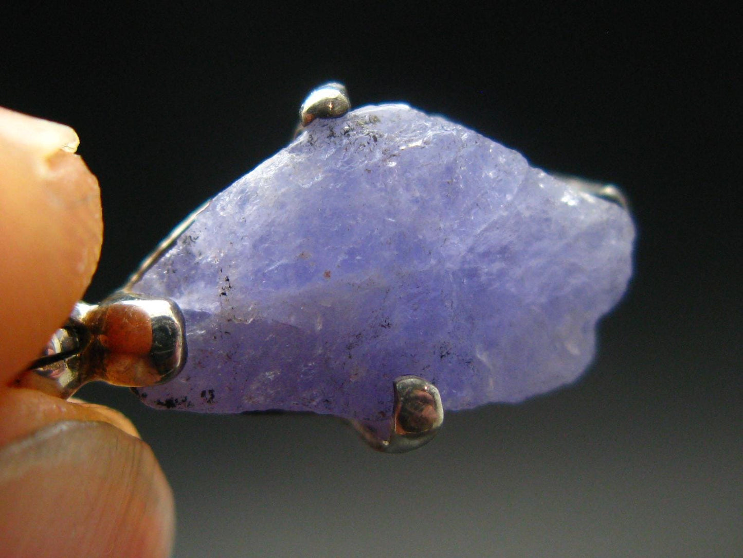 Rare Raw Hackmanite Silver Pendant from Afghanistan - 0.8" - 3.0 Grams